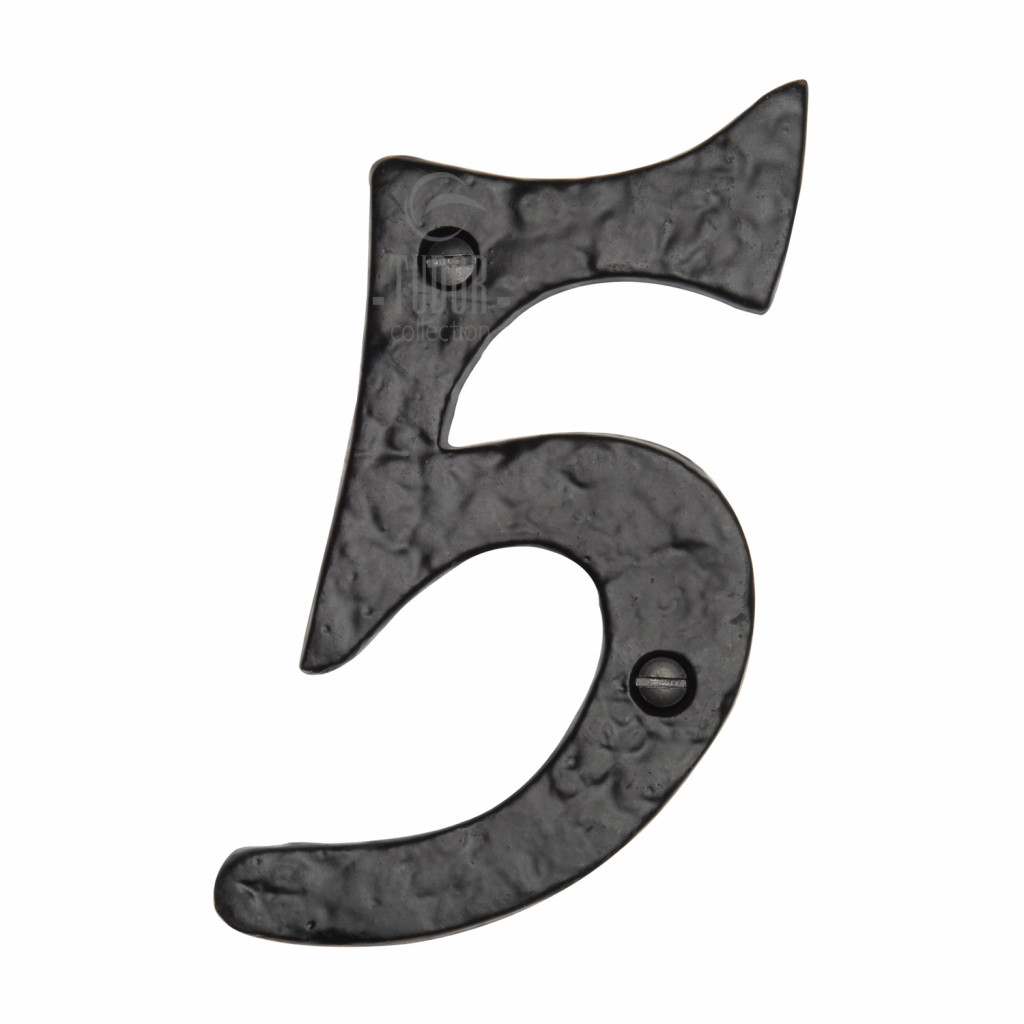 M Marcus Tudor Rustic Black Numeral 5 size 102mm